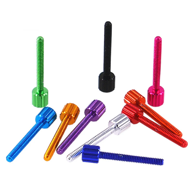 1Pc M2 M2.5 M2.6 M4 M5 M6 Colourful Aluminum Knurl Flat Head Hand Tighten Thumb Screw Maunal Adjustment Bolts L=4/6/8/10/12-25mm