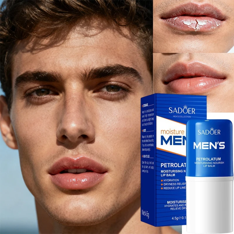 Männer Lippenbalsam Feuchtigkeitsspendende Feuchtigkeit Verblassende Lippenlinien Anti-Rissbildung Entfernen abgestorbene Haut Erfrischend und nicht fettig Exquisite Lippenpflege