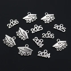 50pcs 9x14mm Year Number 2024 2025 2026Pendant Charms DIY Jewelry Making Jewelry Finding Antique Silver Plated Accessories