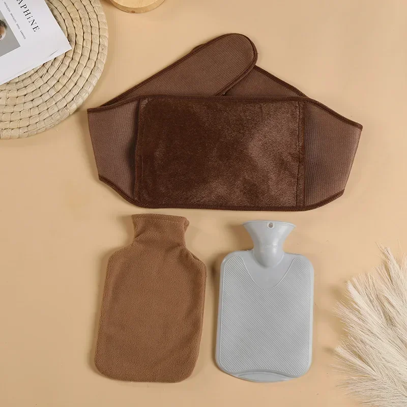 

1PCS PVC Filled Hot Water Bag with Protective Strap, Three Piece Set, Warm Belly and Waist