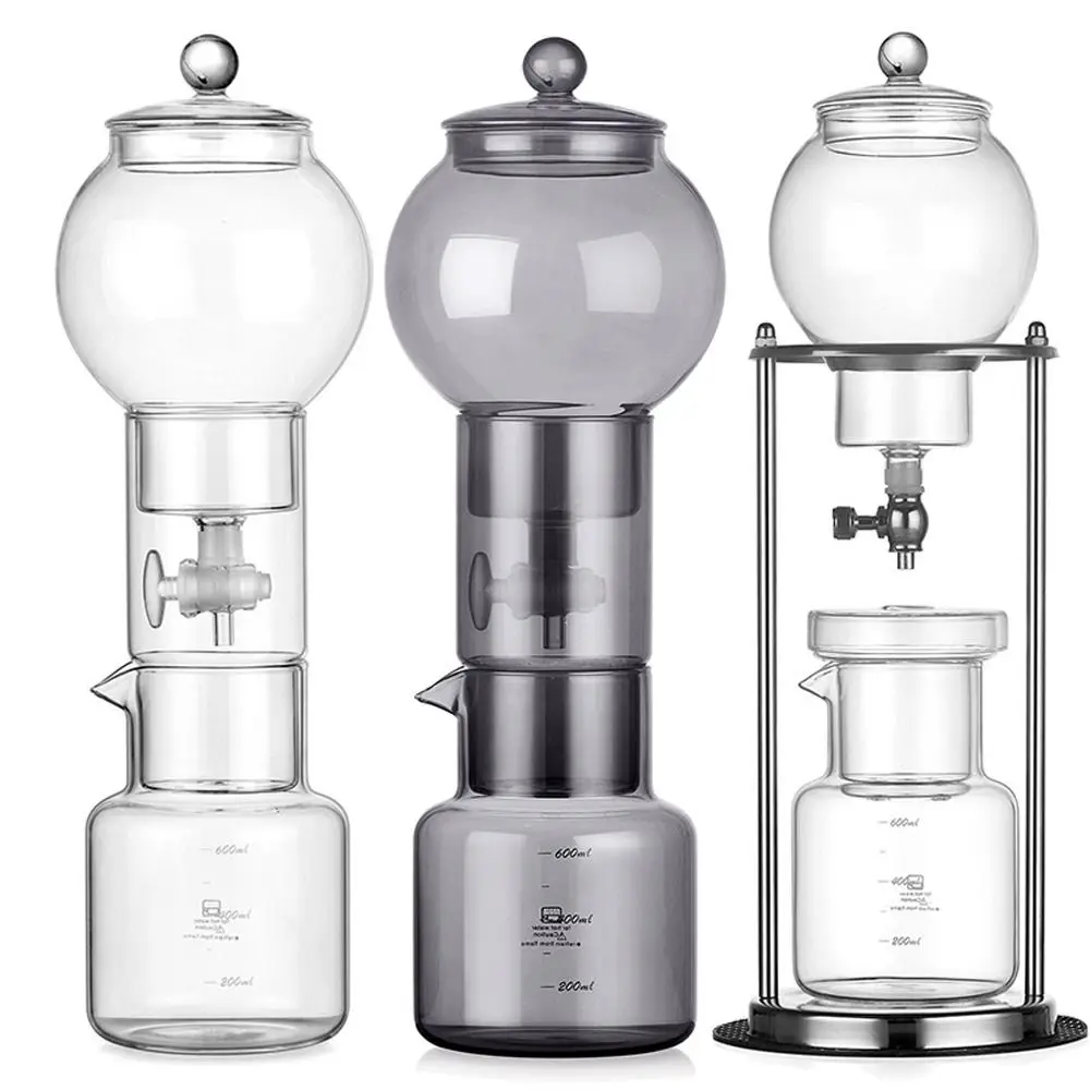 600ml Ice Dripper Coffee Maker Borosilicate Glass Adjustable Water Flow Cold Brew Tower Reusable Portable