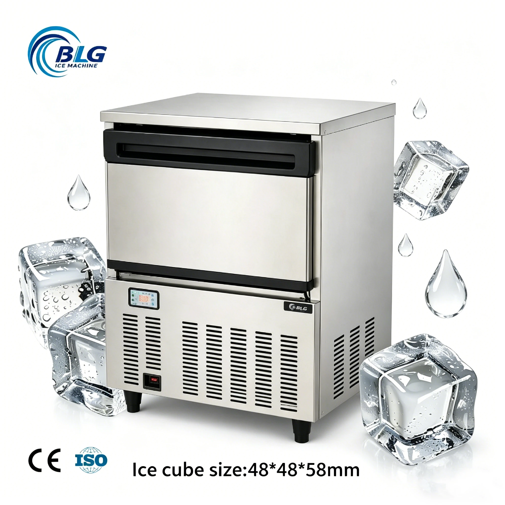 50kg Premium Large Full Cube Commercial Ice Maker Heavy Duty Machine for Cafe Hotel Catering Service