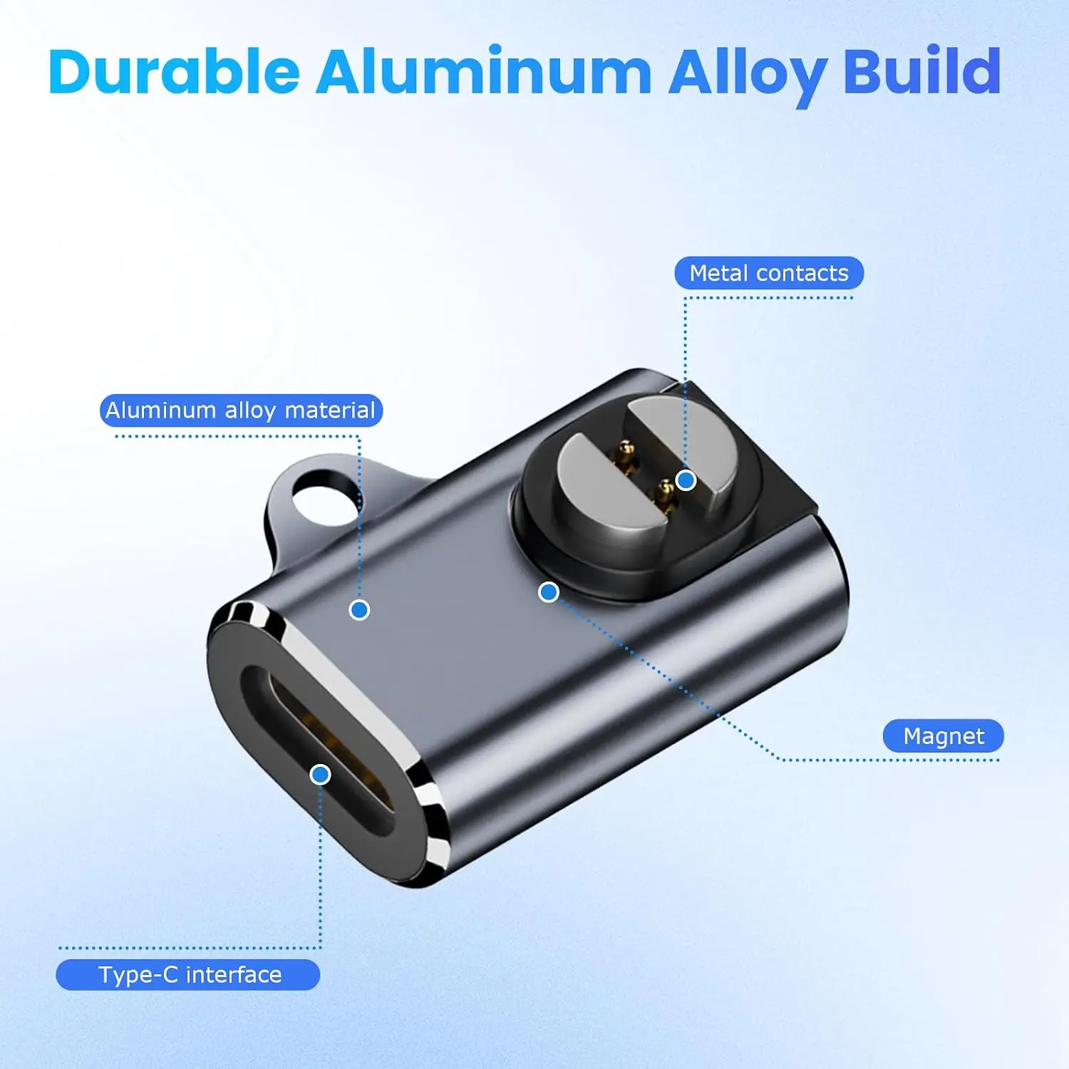 Bone Conduction Headphone USB-C Charging Adapter LED Indicator Aluminium Alloy Magnetic Converter Safe for Suunto Wing/Sonic