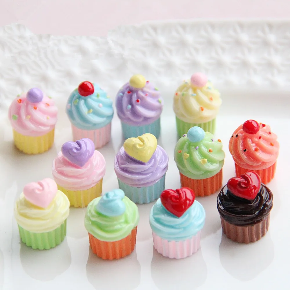 New Resin 3D Mini Cupcake Food Play Simulation Cake DIY Scrapbook For Dollhouse Kitchen Decorate Accessories