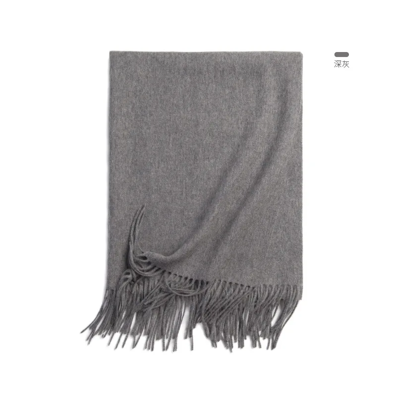 نمط جديد شتاء 2025 وشاح من الصوف بلون نقي للنساء وشاح من صوف امبسوول عادي اللون للرجال شال صديق للبشرة عباءة سميكة