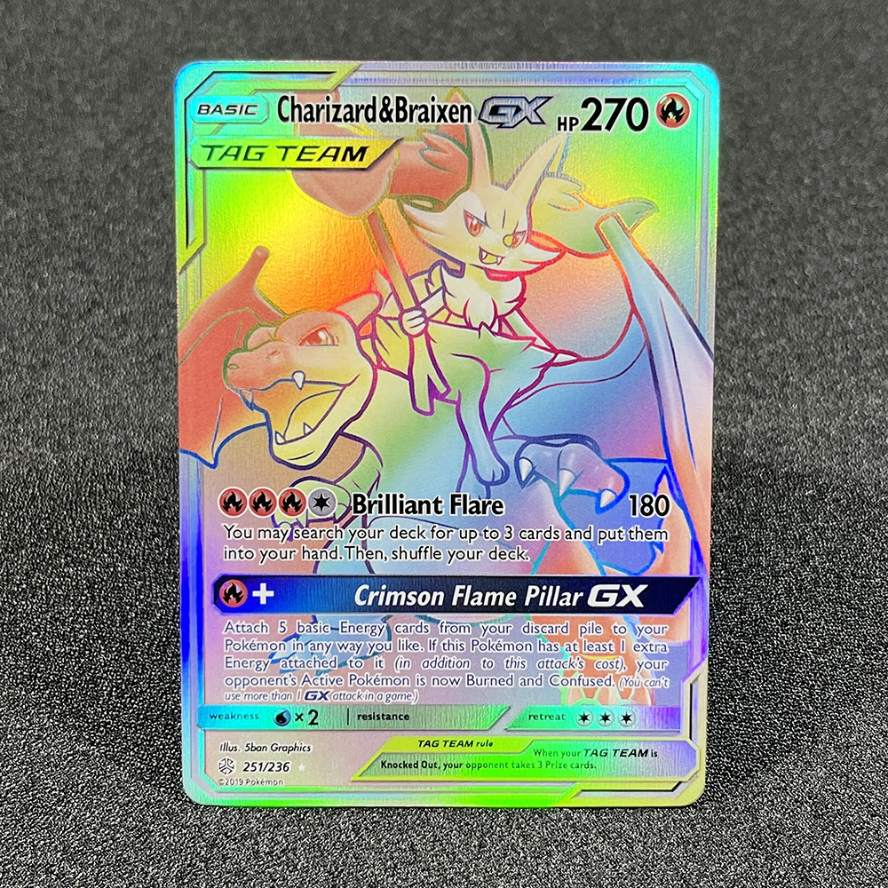 Pokémon PROXY Cards Sun&Moon Cosmic Eclipse (CEC) Blastoise&Piplup-GX Charizard&Braixen-GX Foil TCG Cards Game Collection PTCG