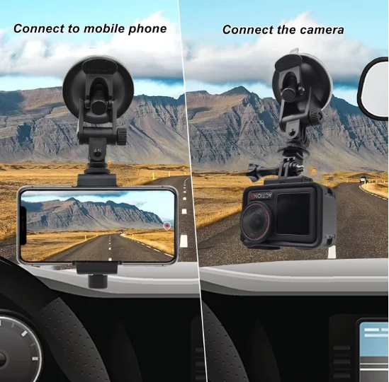 6mm Screw Car Windshield Suction Cup Mount Vehicle Glass Holder for GoPro Hero 13 DJI Action 5 Pro Insta360 X4