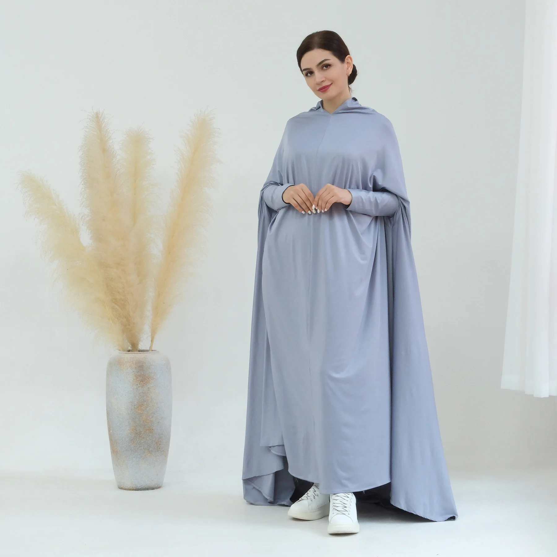 Eid Djellaba Ramadan Hooded Abaya Prayer Garment Women Muslim Overhead Modest Dress Arabic Robe Islam Clothing Kaftan Jalabiya