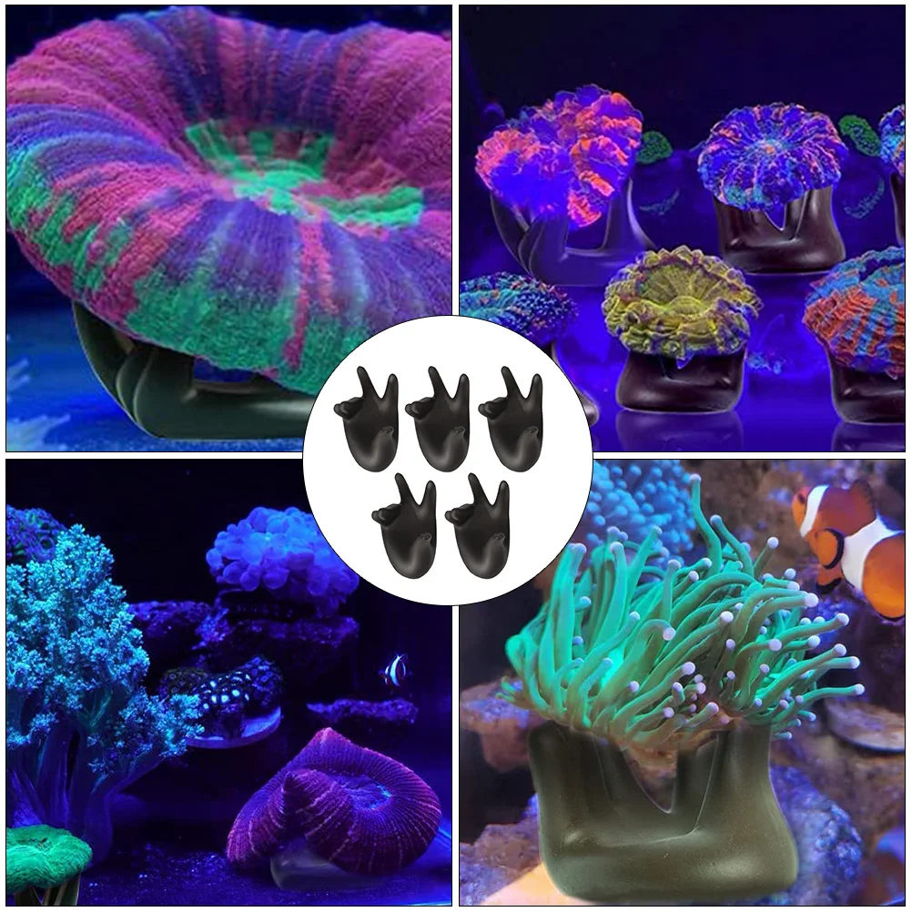 

5Pcs Aquarium Coral Rack Base Coral Holders Black Durable Stable Supports Fish Tank Decoration Landscaping Decors
