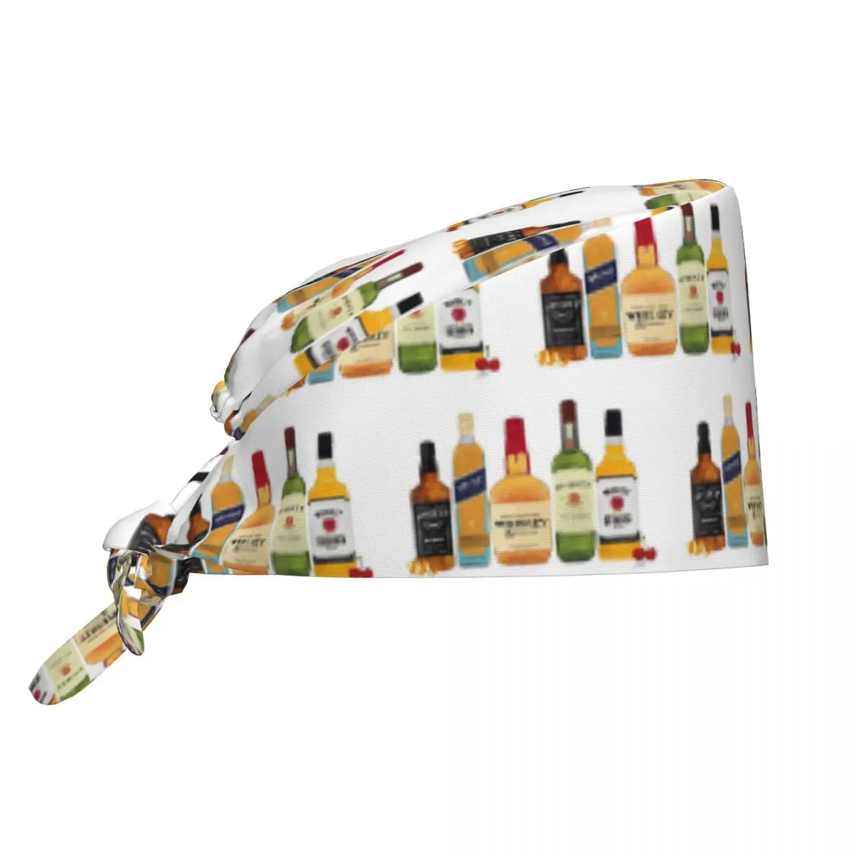 Whiskey Bottles Illustration Scrub Hat Doctor Working Surgical Cap Men Women Adjustable Nursing Caps for Dentist