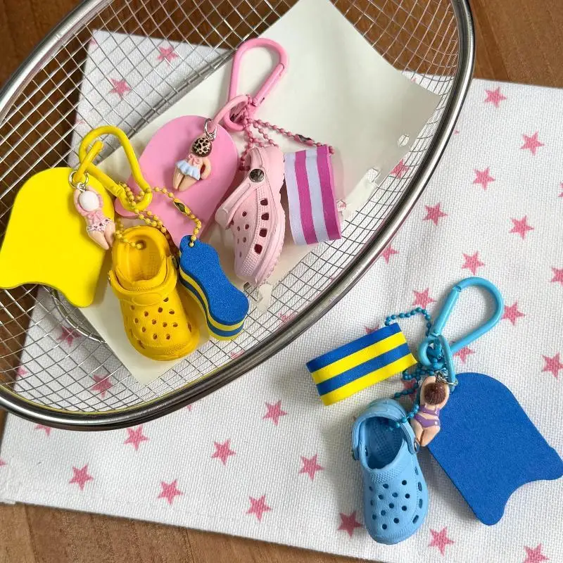 NEW Cute Summer Beach Themed Keychains With Mini Clog Charm And Adorable Swimmer Pendant Perfect For Backpack Decoration Gifts
