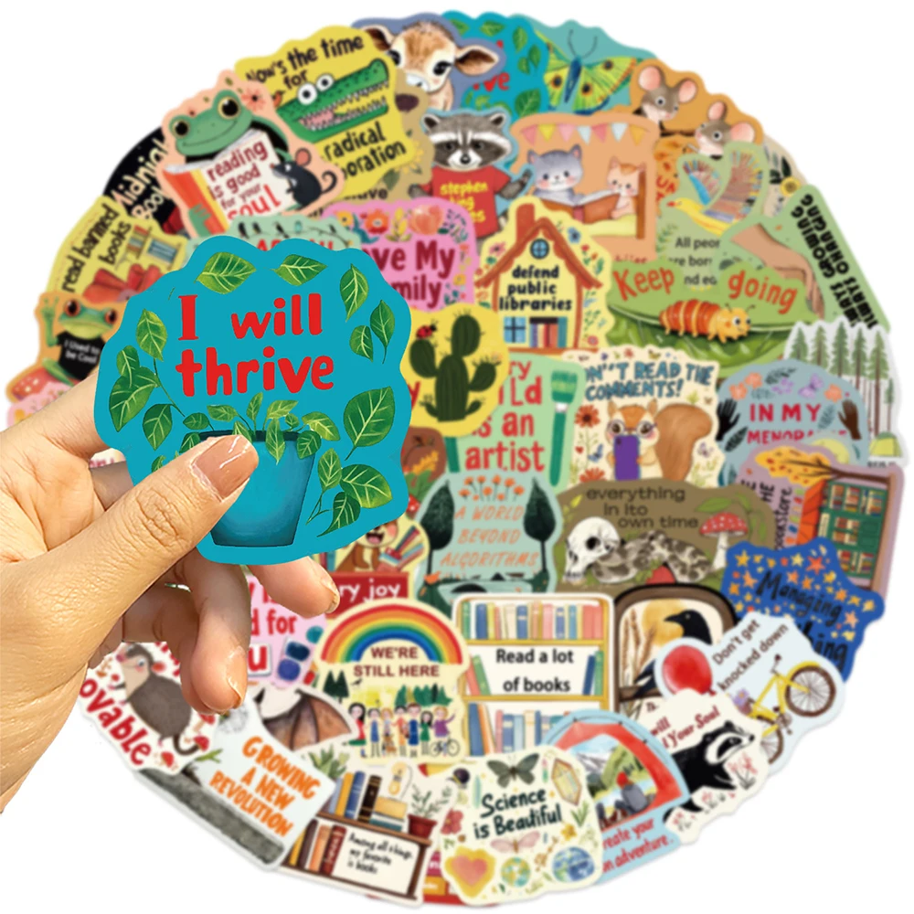 

10/30/50pcs Cute Dopamine Animal Inspirational Stickers Vintage Cartoon Creative Sticker Scrapbook Phone Luggage Decals Packing