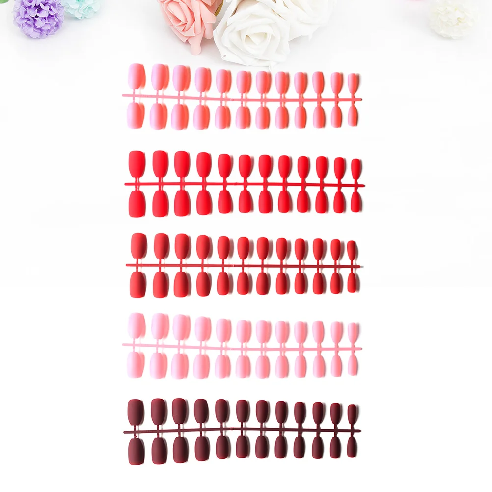 

120pcs Dull Polish False Nail Fake Nail Tip Professional Nail Tool for Salon (Red + Pink + Dark Coffee + Light Pink )