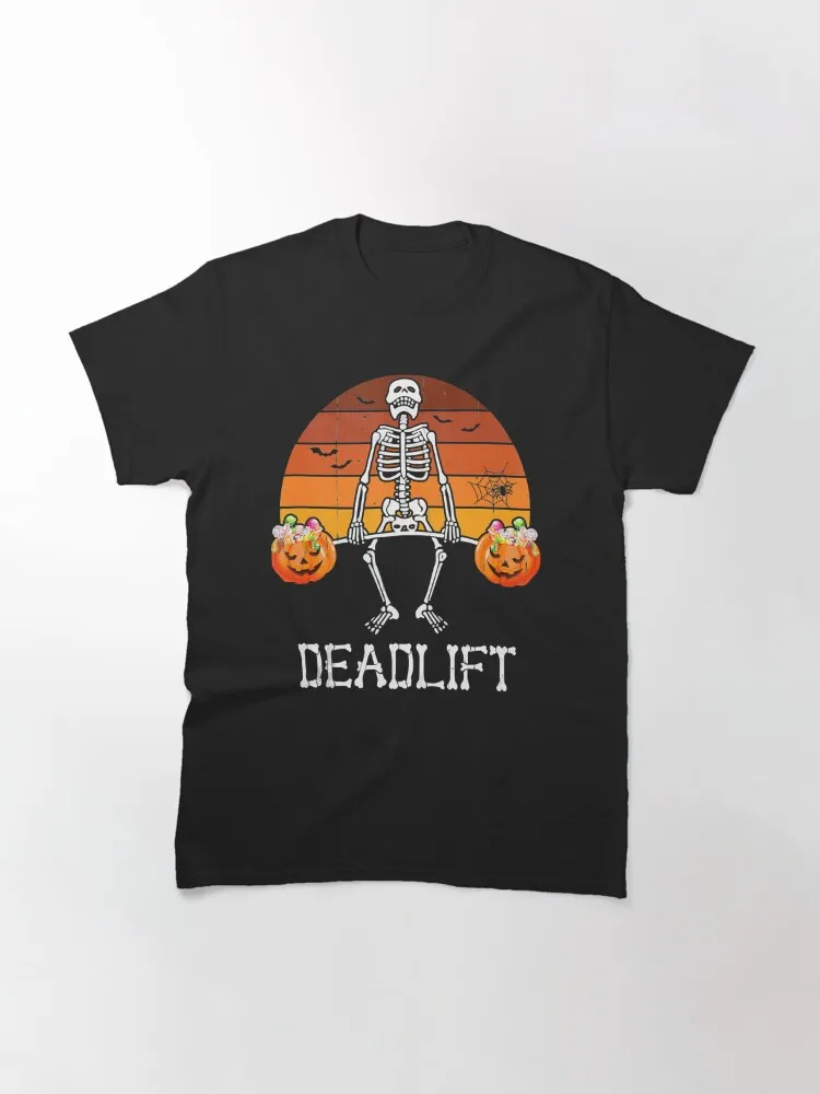 Skeleton Dead Lift Candy Buckets Gym Workout Halloween Classic T-Shirt