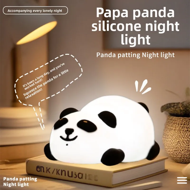 Papa Panda Night Light, Cute Animal Bedroom Tap Light, Ambient Light, Creative Birthday Gift
