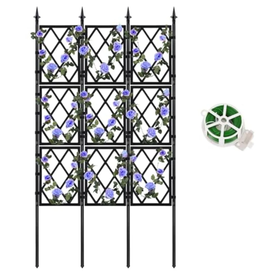 

Garden Trellis for Climbing Plants Outdoor 5.25 Feet, Iron Pipe Metal Support Wall Tall Plant Trellis Lattice Fence Plant Suppo