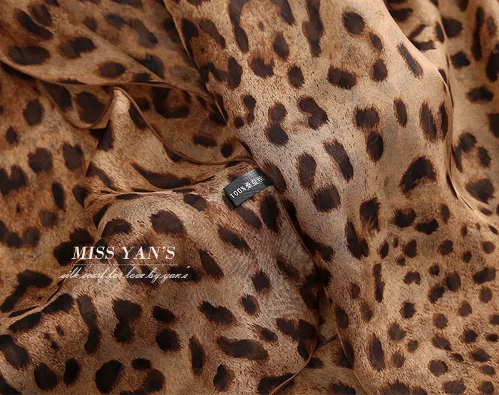 Klasyczny jedwabny szalik w panterkę damski Hangzhou damski 100% jedwabny szalik szal długi szal wiosna jesień zima lato