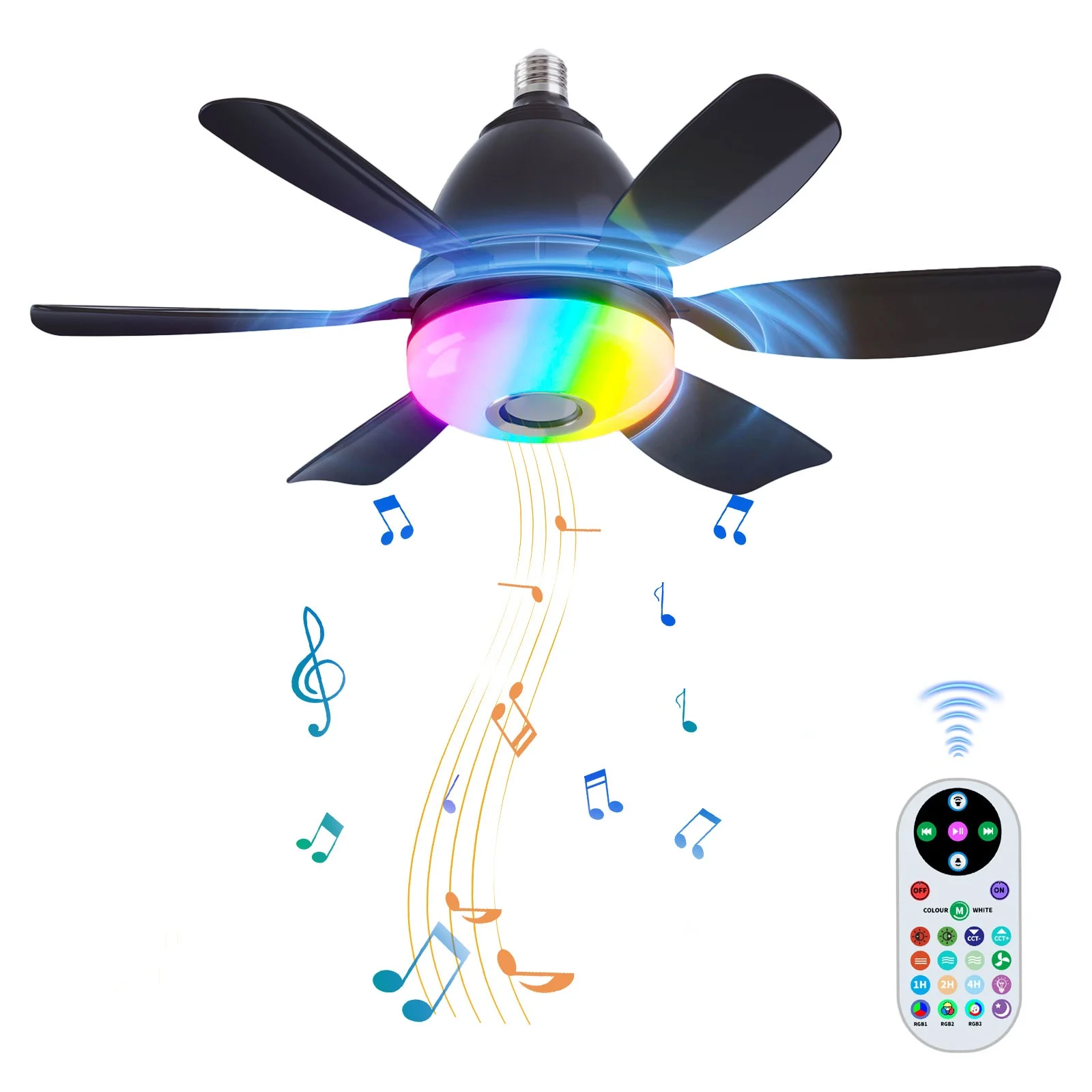 

Потолочный вентилятор с 20-дюймовой розеткой, RGB-подсветка, Bluetooth-динамик с дистанционным управлением, маленькие тихие вентиляторы постоянного тока, 3-скоростная светодиодная лампа с регулируемой яркостью для небольшого пространства