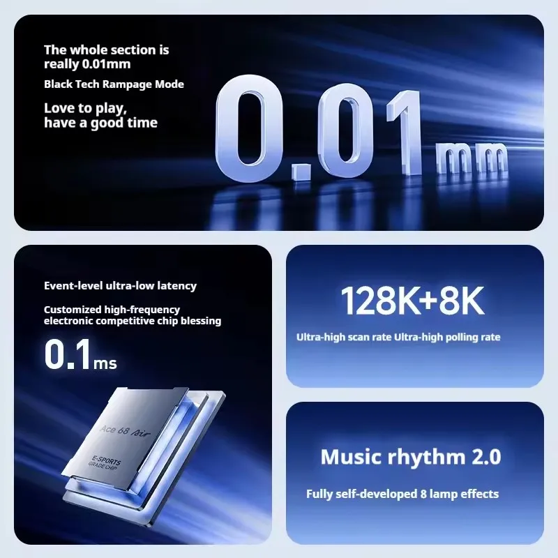 لوحة مفاتيح ألعاب MCHOSE Ace 68 بتأثير قاعة الهواء المغناطيسي مع تشغيل قابل للتعديل HotSwap RGB Snap Tap لألعاب الكمبيوتر/Mac