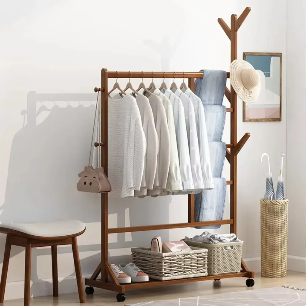 Perchero Mara Maciza Pie Morno, Colgador Suelo Extraíble Gran Capacidad, Solución Almacenamiento Ropa Dormitorio Simple