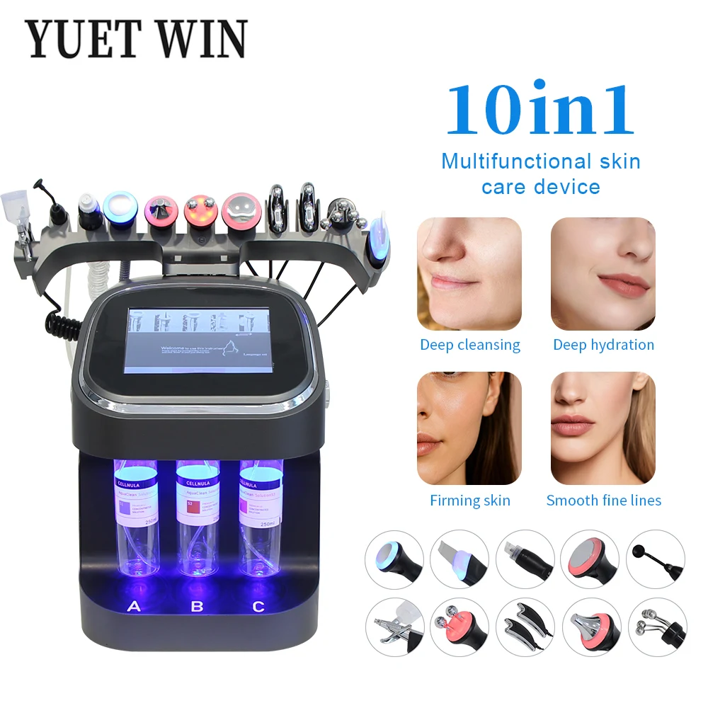 Urządzenie do hydrodermabrazji YUET WIN 10w1, głębokie oczyszczanie twarzy, lifting oczu, spray wodno-tlenowy, pielęgnacja skóry, SPA z bąbelkami, urządzenie kosmetyczne