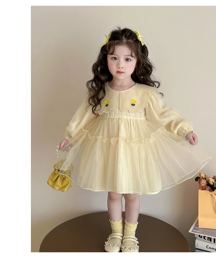

Girls' Spring and Autumn New Princess Skirt Children's Clothing Korean Edition Fashion and Cute Kids Outwear Mesh Dress