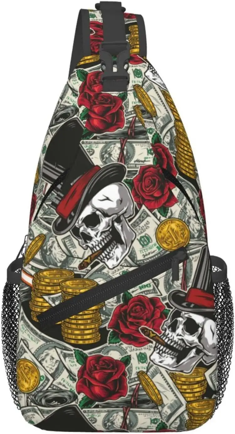 Us Bill Dollars Money Sling Backpack Chest Bag Crossbody Shoulder Bag Gym Cycling Travel Hiking Daypack For Men Women