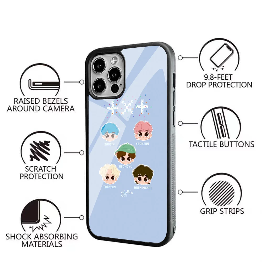 Chibi TXT Blue Hour Fanart Phone Case IPhone 15 14 13 Pro Max 11 12 Mini Alex Mirror Magsafe Wireless Charging Cover