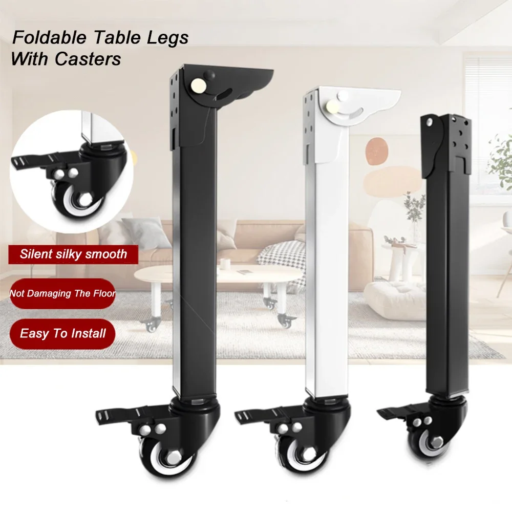 1PC Caster with Brake Table Supporting Leg Mute Modern Simplicity Folding Legs Foldable 90 ° Automatic Locking Table Leg