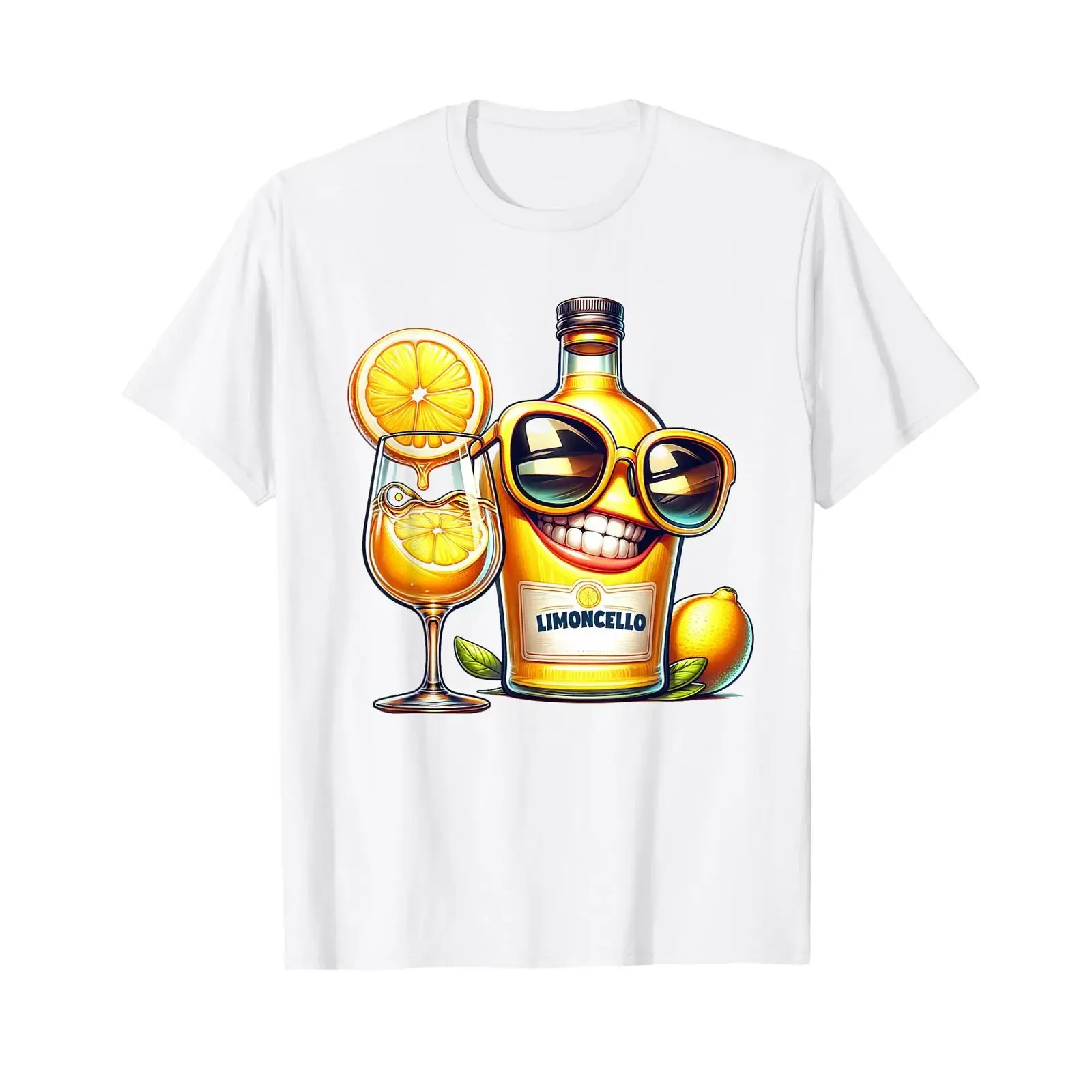 Limoncello Lemon Sunglasses Italia Drink T Shirt White vintage Washed Stretched Comfortable homme Soft Versatile Stylish