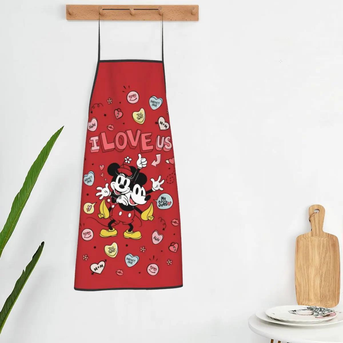 Custom Bib Minnie Mouse Mickey Mouse Love Apron Men Women Unisex Adult Chef Kitchen Cooking Tablier Cuisine Baking