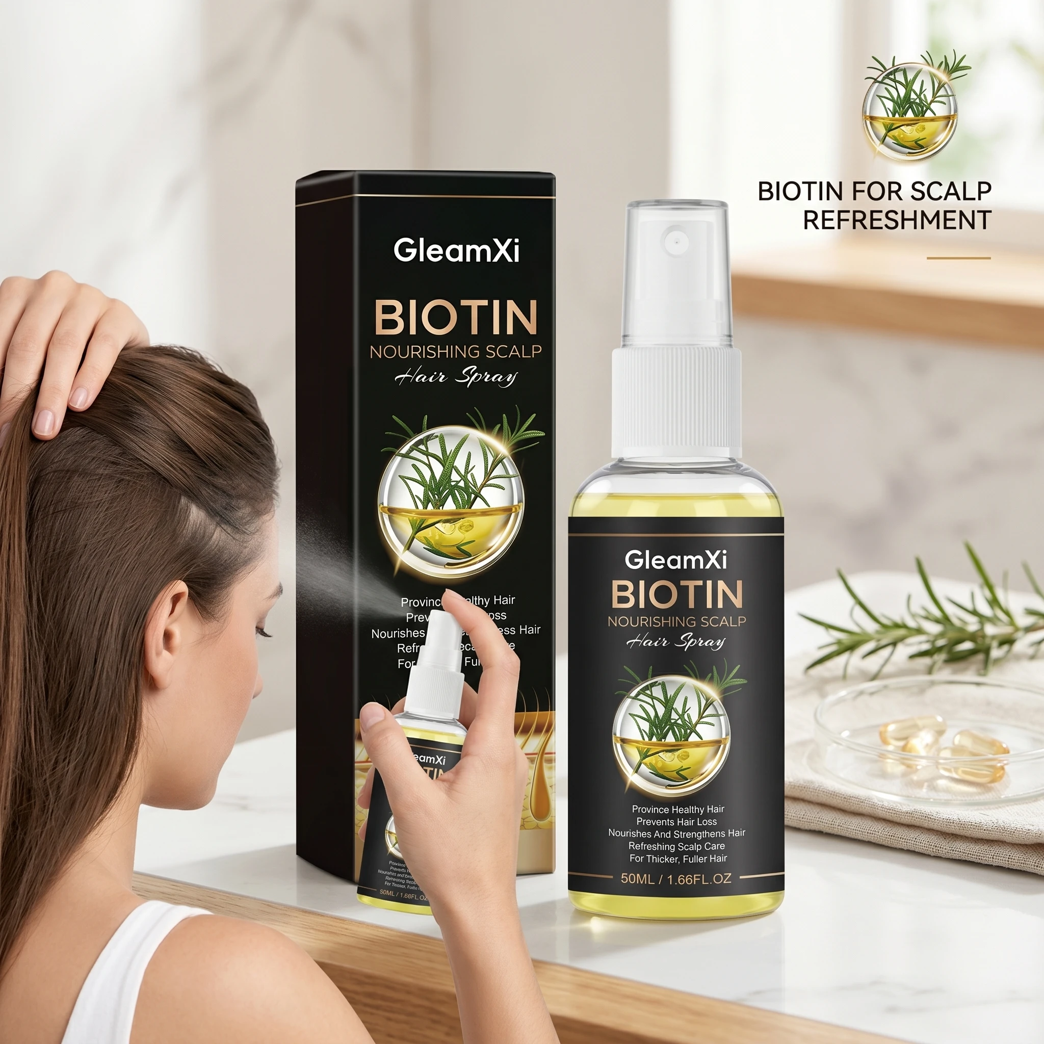 Nourishing Scalp Hair Spray Reduce Loss Stabiliz Hair Roots Repair Damage Rough Improve Thin Hairs Scalp Massage Treatment Serum