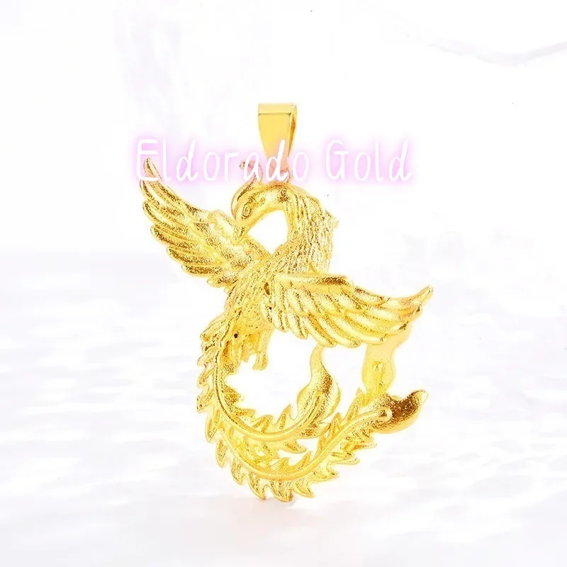 

Золотой кулон Eldorado 2025 2025Boutique из чистого золота 999 пробы (24K) для женщин, с изображением Феникса, универсальный, модный, благородный, в форме ручки