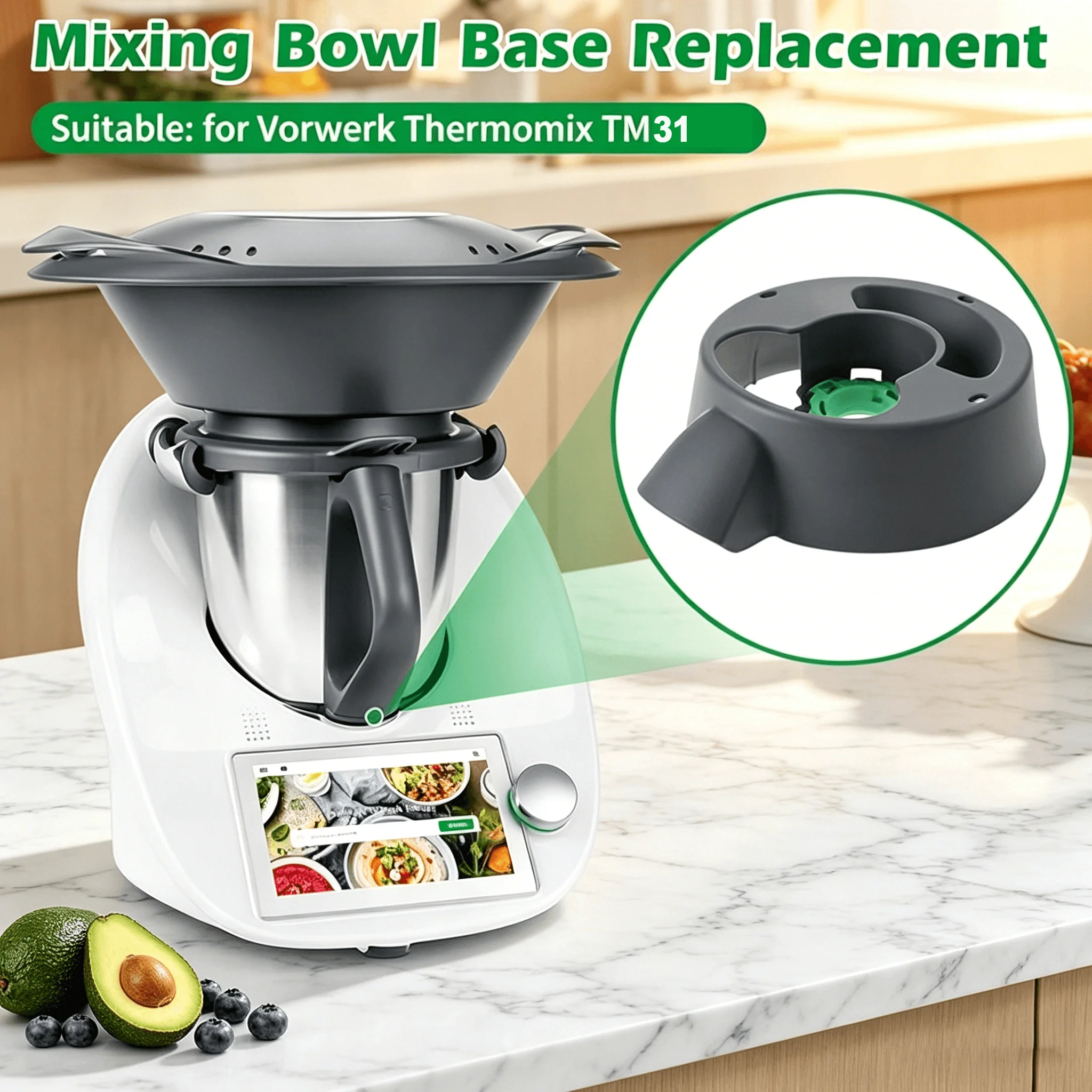 Main Pot Base Replacement Compatible with Vorwerk Thermomix TM31,Durable Accessory for Multifunction Food Processor Cook Machine