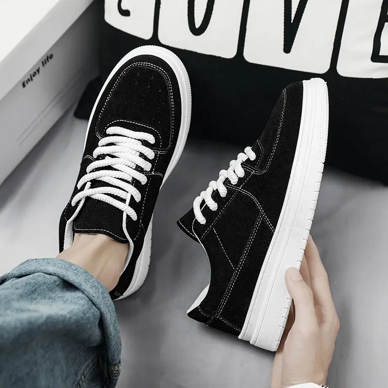 Sneakers Man Black Casual Board Shoe Spring Autumn Vulcanize Shoes For Men Canvas Leisure Customs Korean Style Products Deals