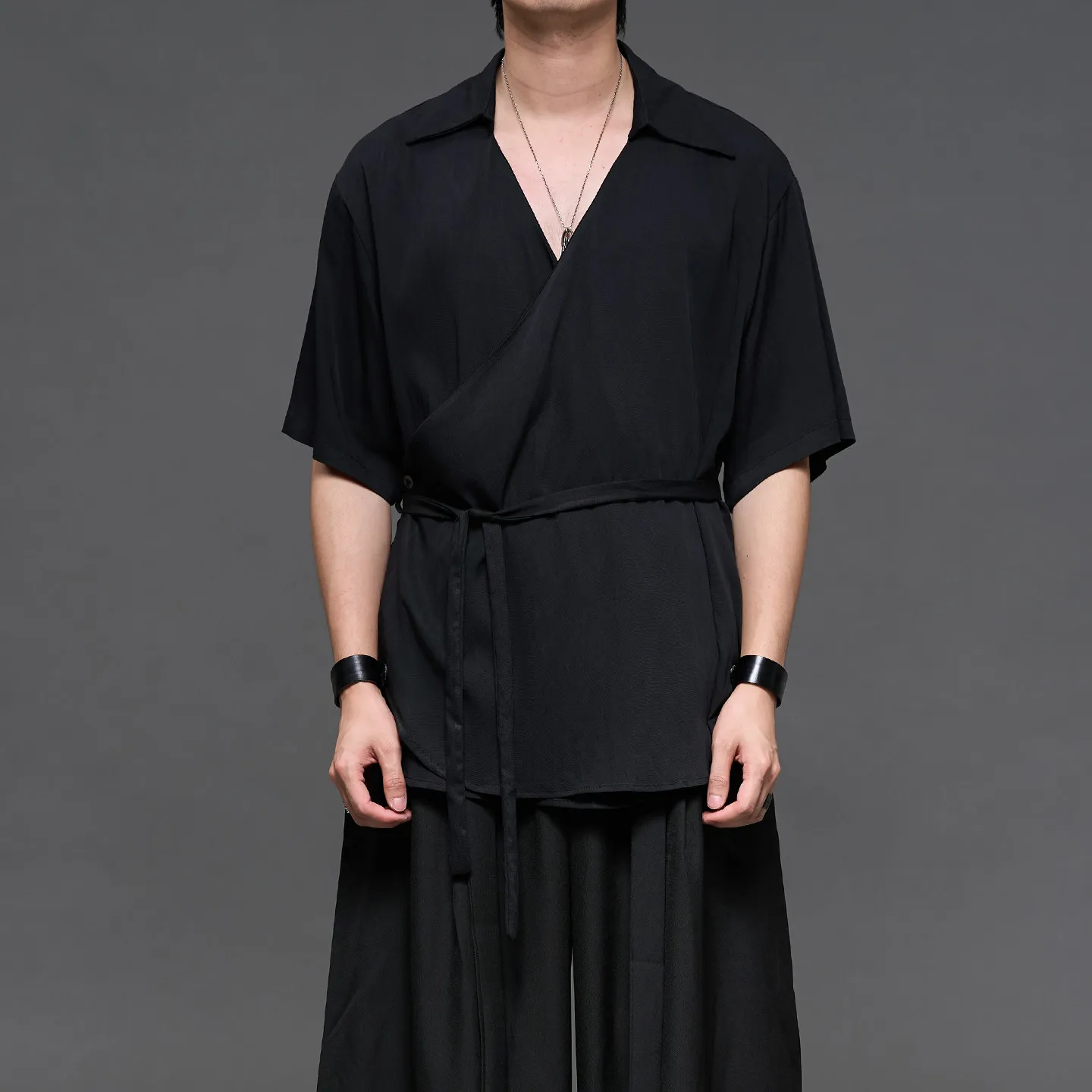 2026 Spring and Summer Dark Cardigan Robe Boys and Girls Black Japanese New Chinese Loose Shirt Coat