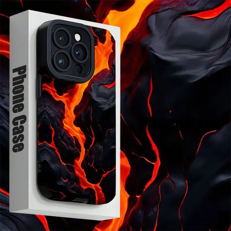 For Samsung S25 Volcanic Lava Flow Design, Fiery Molten Rock Texture Matte Aesthetic For Galaxy S25/S24/S23 and A Series Models