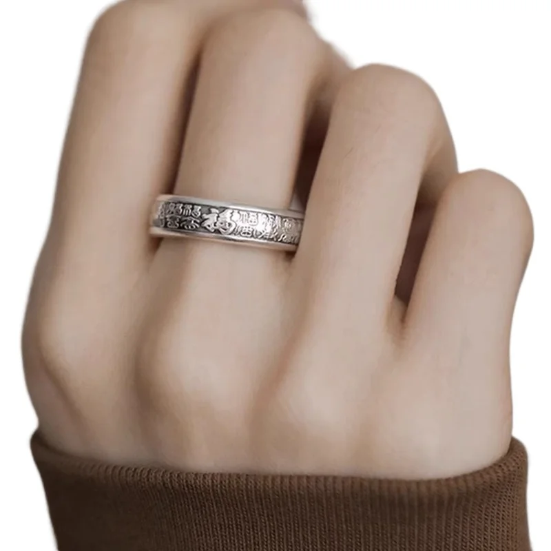 

Sterling silver 999Baifu ring new Chinese style national style opening fashionable retro female index finger personalized silver