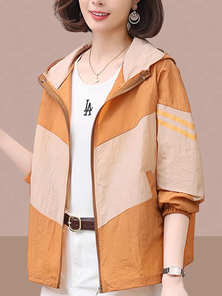 

Women's Loose Lightweight Breathable UV Protection Clothing Summer 2025 New Sle Polyester Nylon Fiber Long Sve Hooded