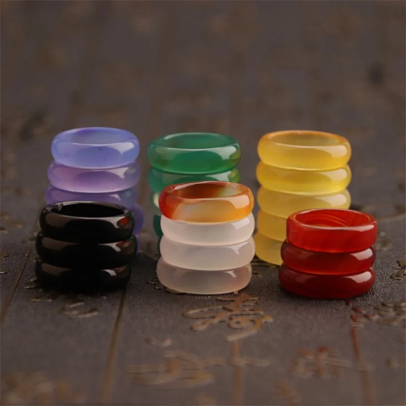 New Hot Fashion New Natural Stone Agate Rings Charms Multi-color Elegant Jewelry Party Gift for Women or Girlfriend High-Quality
