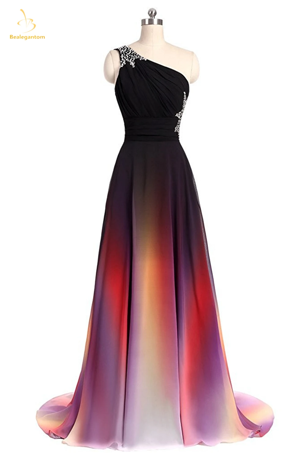 Bealegantom Gradient Chiffon Prom Dresses Sequins Ombre Formal Evening Cocktail Party Gown Robes De Soiree QA219