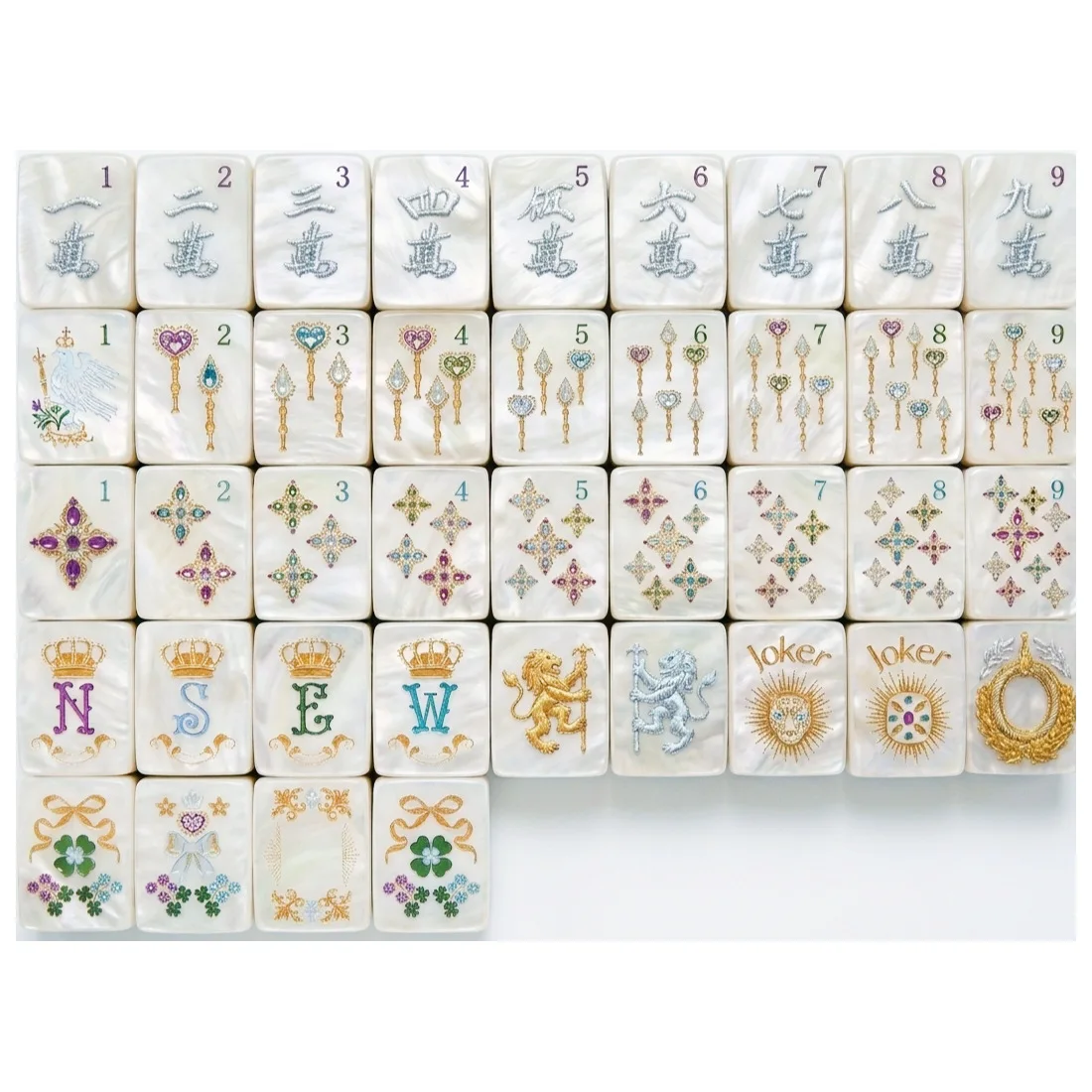 Acrylic Portable Diamond Pearl Shellfish Mahjong Table, 4 Players Entertainment Chess Card Game, Leisure Game Set