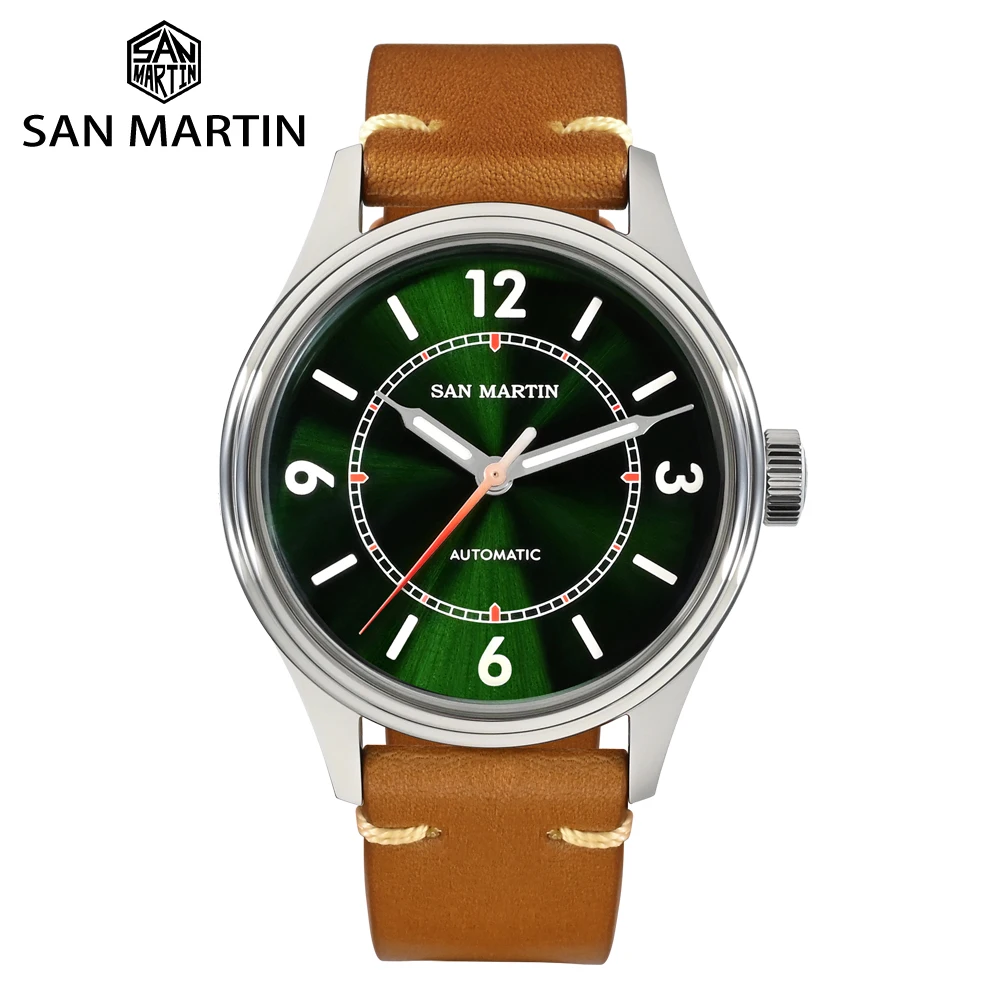 

San Martin 38.5mm Niche NH35 Watches For Men Pilot Waterproof Wristwatch Retro Simple BGW-9 Luminous Sapphire 10Bar SN0108-2