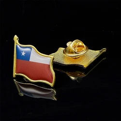 Pin de solapa de Metal con bandera en relieve agitando países duros de Chile, broche de moda, joyería