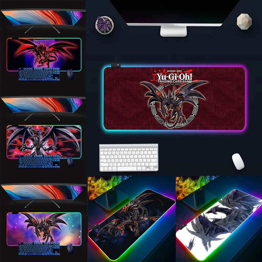 

YuGiOh RED EYES ULTIMATE BLACK DRAGON RGB Pc Gamer Keyboard Mouse Pad Mousepad LED Glowing Mouse Mats Computer Mausepad