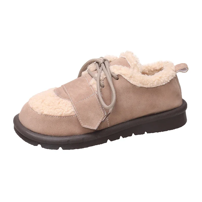 Sapatos baixos em toe redondo para mulheres, com renda, flats plataforma, casual, top baixo, amarrado cruzado, ao ar livre, primavera, outono