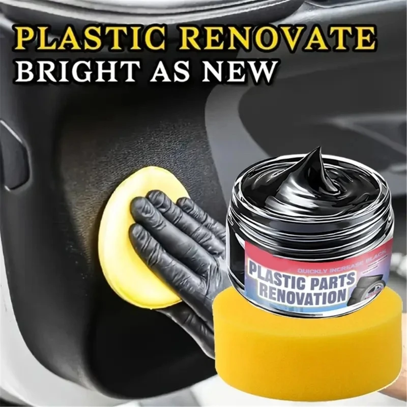 Wipe-On Car Interior Restorer Paste with Sponge for Plastic Trim,Detail Cream for Door Panels, Dashboards,Leather Touch-Up and T