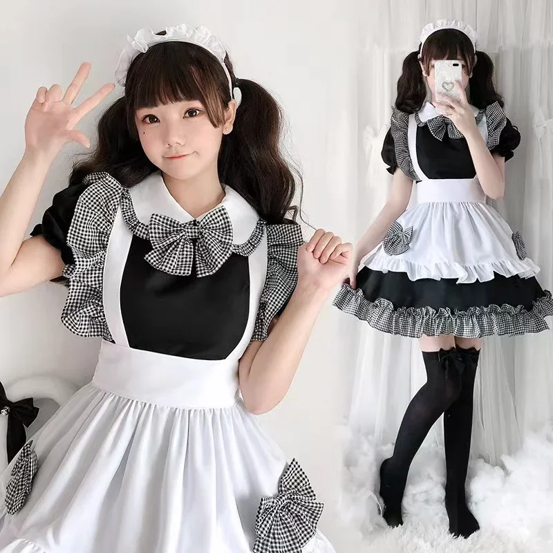 Frauen Dienst mädchen Outfit Anime langes Kleid schwarz und weiß Schürze Kleid Lolita Kleider Männer Café Kostüm Cosplay Kostüm