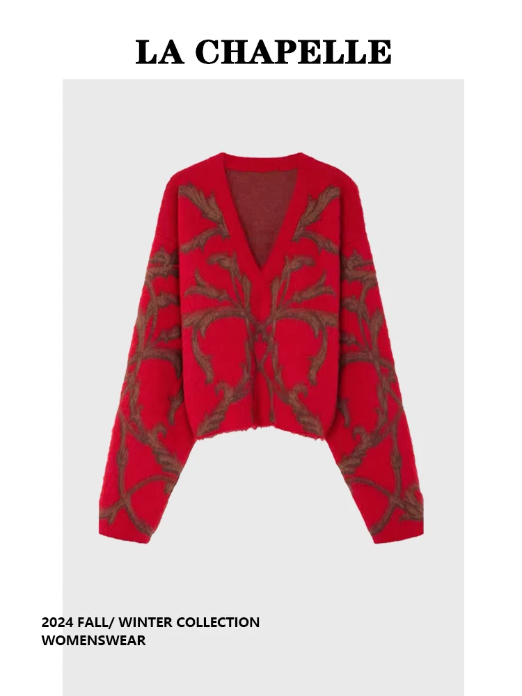 

Plus Size La Chapelle Red Knitted Sweater Women's New Year Design Sensation Long Sve Autumn Winter Faion Commute Sle Pear Bod...