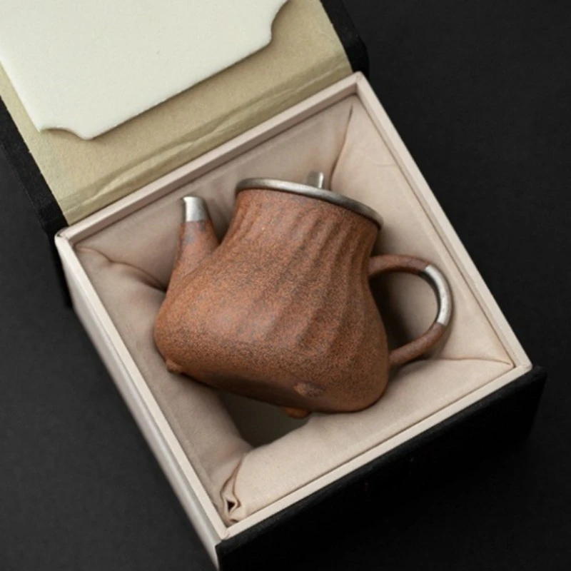 Textured Teapot with Gift Box Offers Elegant Brewing Suits Personal Tea Preparation Needs Home Drinking Utensils